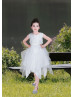 Beaded Satin Tulle Hanky Hem Flower Girl Dress Beaded Satin Tulle Hanky Hem Flower Girl Dress